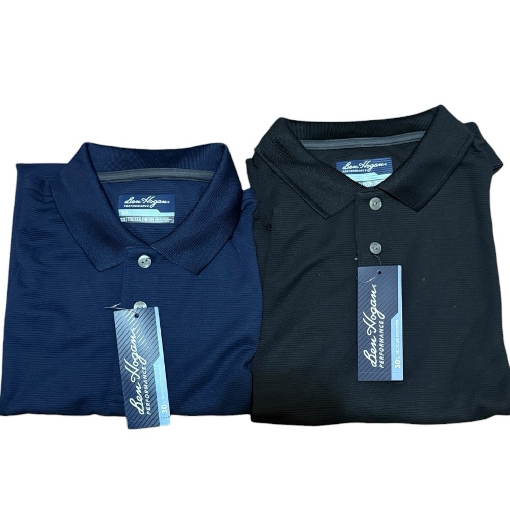 Ben Hogan Boy’s Ottoman Performance Short Sleeve Golf Polo Shirts, Set of 2 NWT
